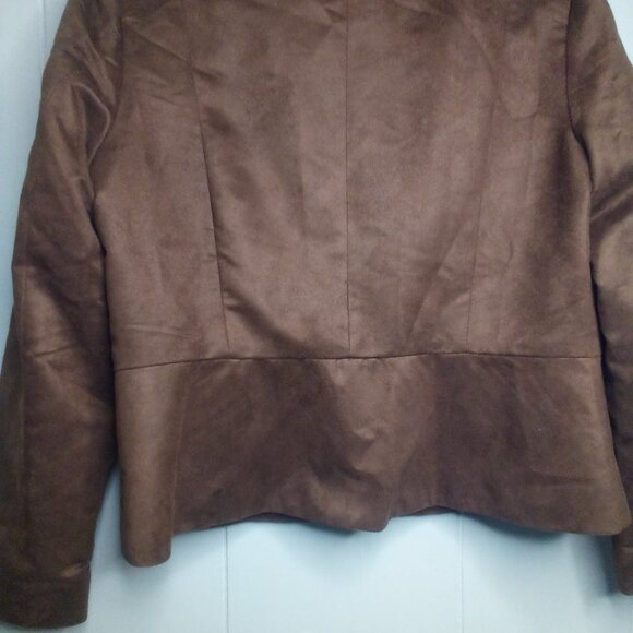 Vicki Wayne Jacket Blazer 10P 10 Petite Suede Brown - Picture 12 of 13